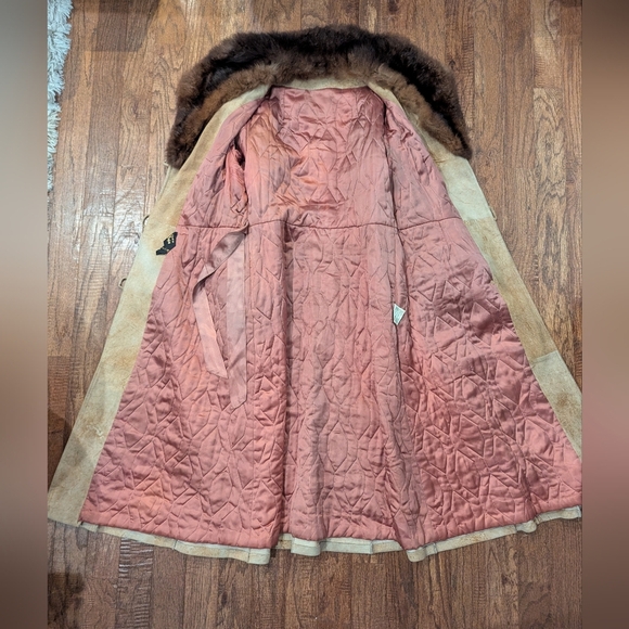 Vintage Rajac genuine Leather and fur trench coat, 60s/70s. Woman's size S/M - Picture 9 of 16